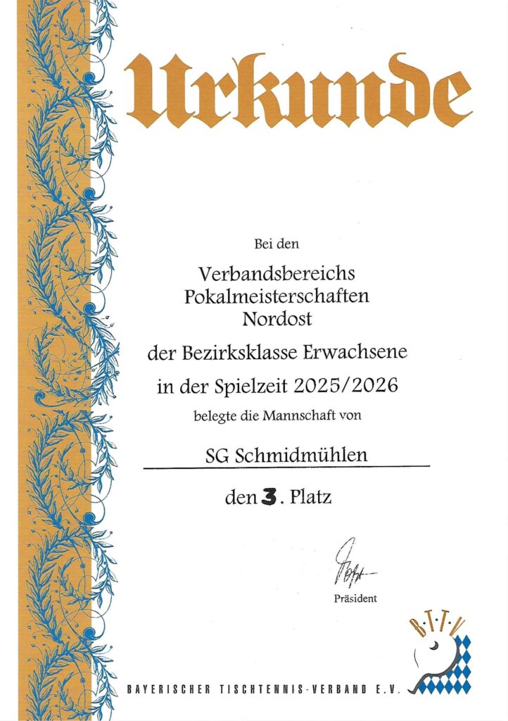 Urkunde SG Schmidmühlen